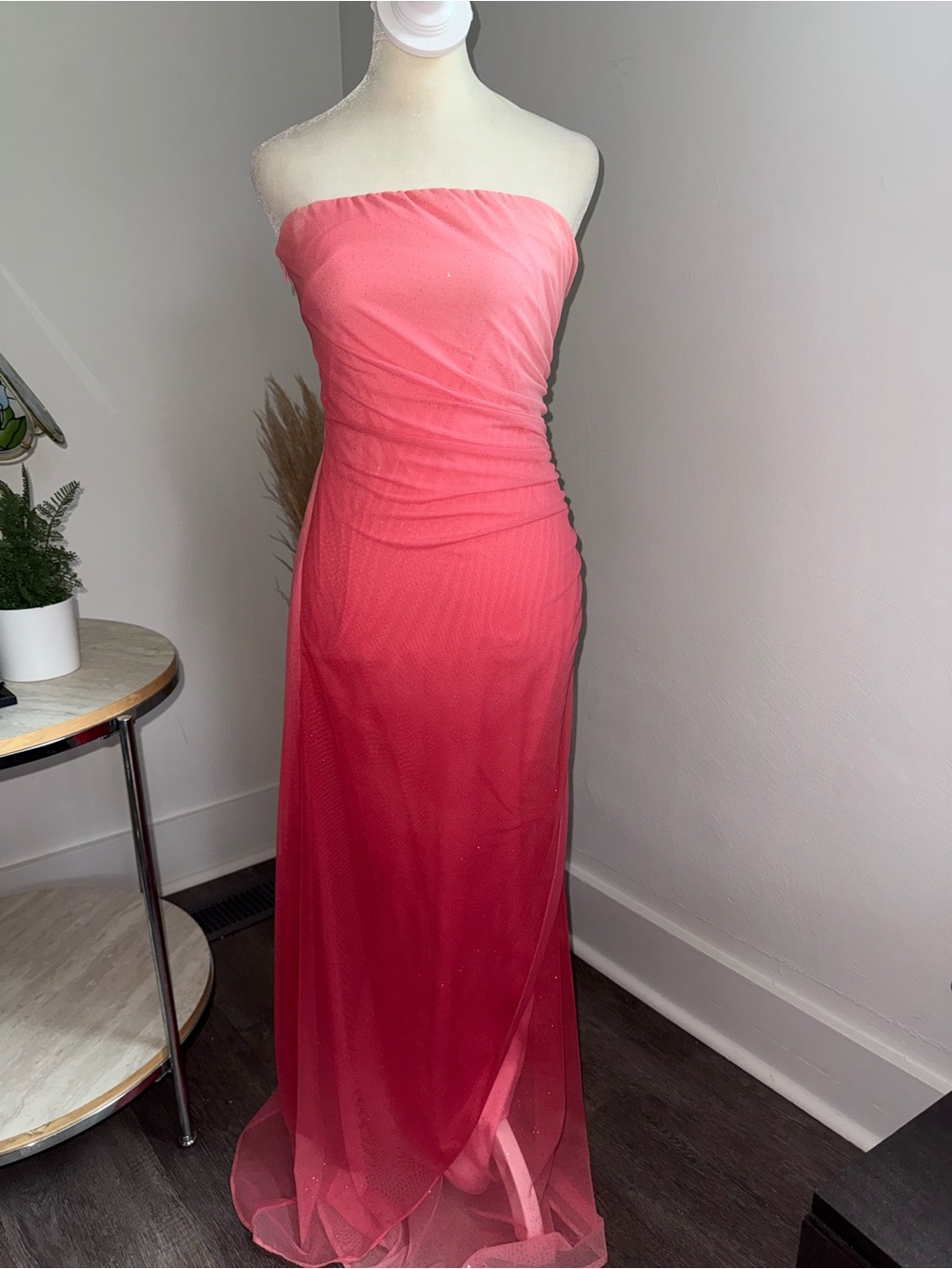 Jump Strapless Ombre Pink-to-Red Evening Dress